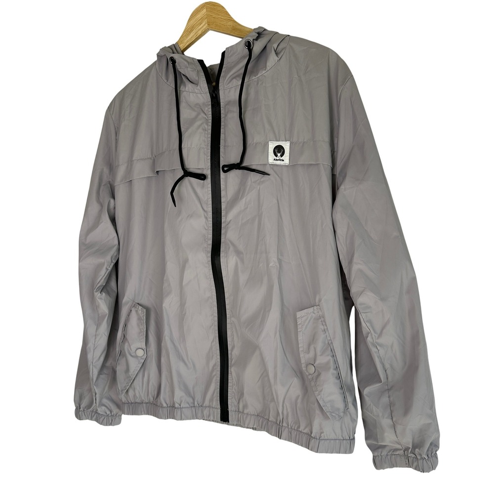 Abollria Men's‎ Gray Lightweight Hooded Windbreaker Jacket Size M